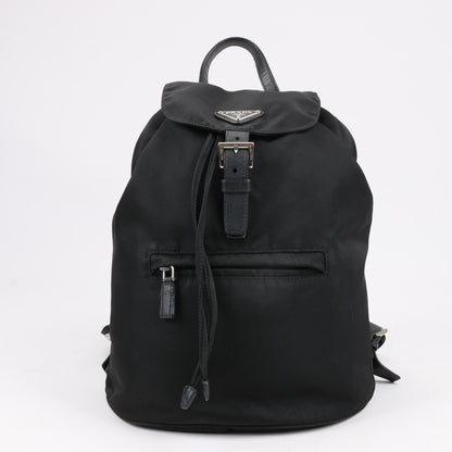 Prada Tessuto Stoff x Lederrucksack in Schwarz