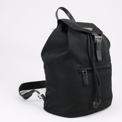 Prada Tessuto Stoff x Lederrucksack in Schwarz