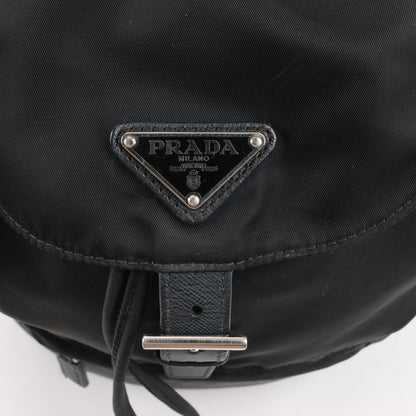 Prada Tessuto Stoff x Lederrucksack in Schwarz
