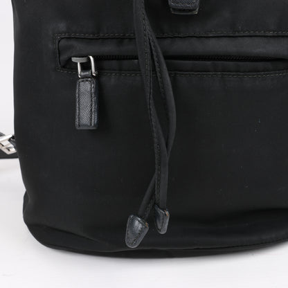 Prada Tessuto Stoff x Lederrucksack in Schwarz