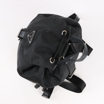 Prada Tessuto Stoff x Lederrucksack in Schwarz