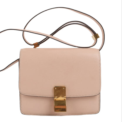 CELINE Classic Box kleine Umhängetasche aus Leder in Puderbeige