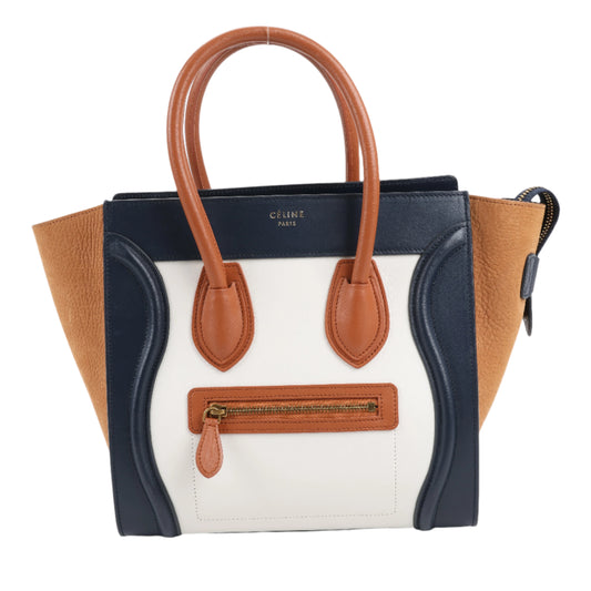 CELINE Luggage Micro Leder x Wildleder Handtasche dreifarbig in Braun