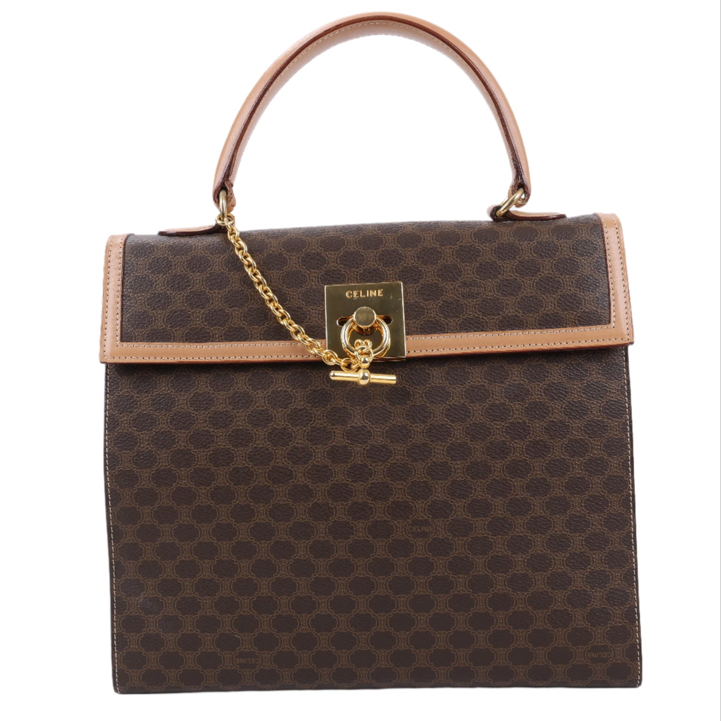 CELINE Macadam Handtasche aus PVC und Leder in Braun
