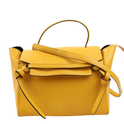 CELINE – 2-Wege-Handtasche aus glattem Kalbsleder in Gelb