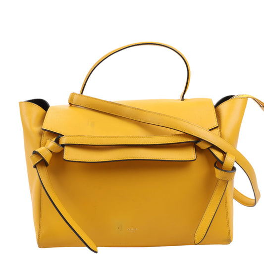 CELINE – 2-Wege-Handtasche aus glattem Kalbsleder in Gelb