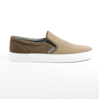 CORNELIANI Slip-On-Sneaker aus Wildleder und Stoff in Braun, Größe 50 EU