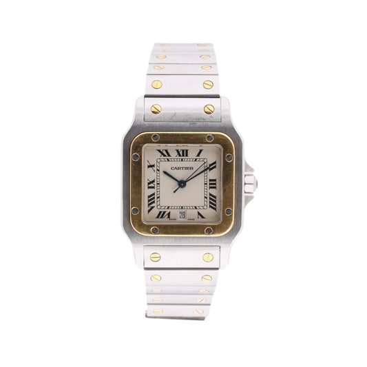 Cartier Santos Galbee W20011C4 1566BB084033 SS×YG QZ Uhr mit Elfenbein-Zifferblatt