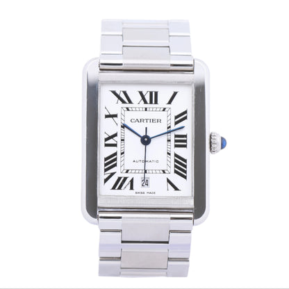 Cartier Tank Solo W5200028 3515780917TX SS AT Uhr mit silbernem Zifferblatt