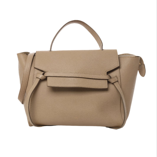 Celine Belt Bag Mini Leather 2way Handbag in Beige