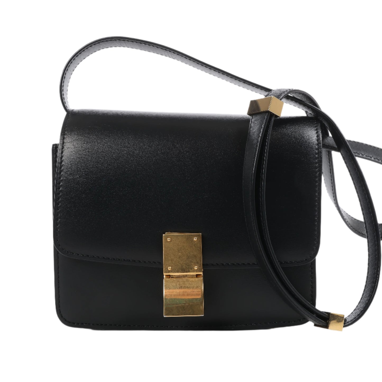 Celine Classic Box Small Leather Shoulder Bag in Black