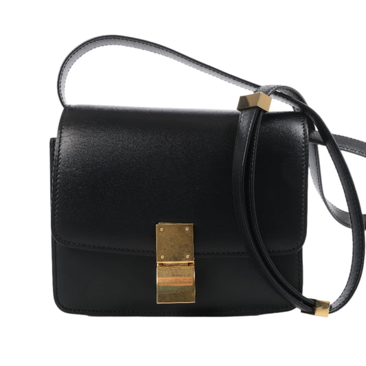 Celine Classic Box Small Leather Shoulder Bag in Black