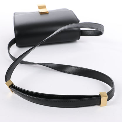 Celine Classic Box Small Leather Shoulder Bag in Black