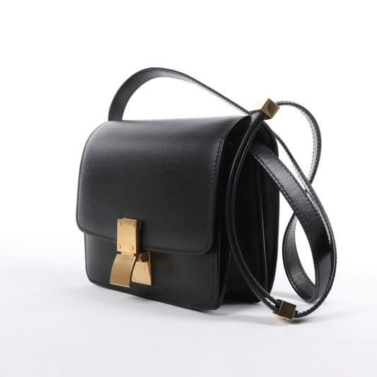 Celine Classic Box Small Leather Shoulder Bag in Black