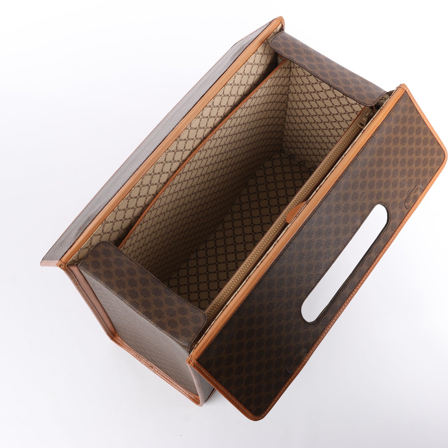Celine Macadam – Braune Reisetasche aus PVC und Leder