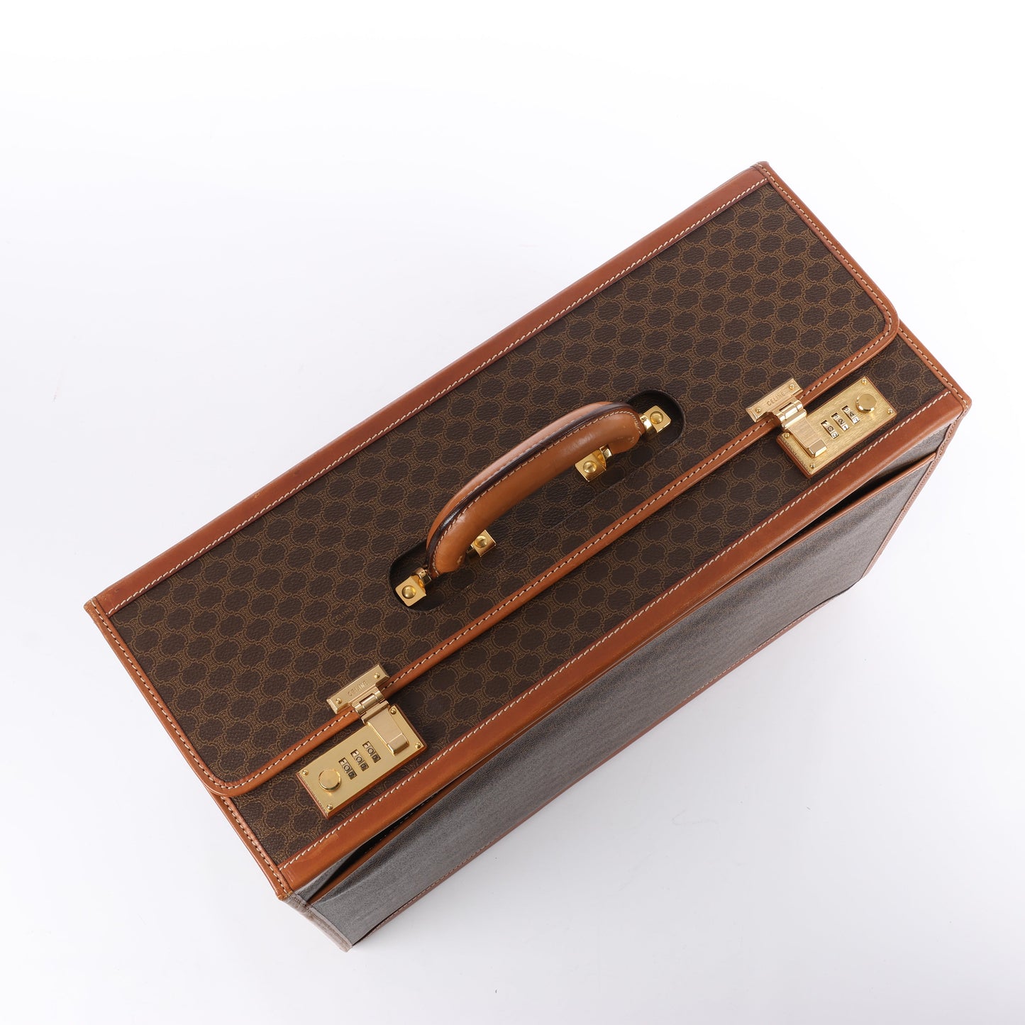 Celine Macadam – Braune Reisetasche aus PVC und Leder