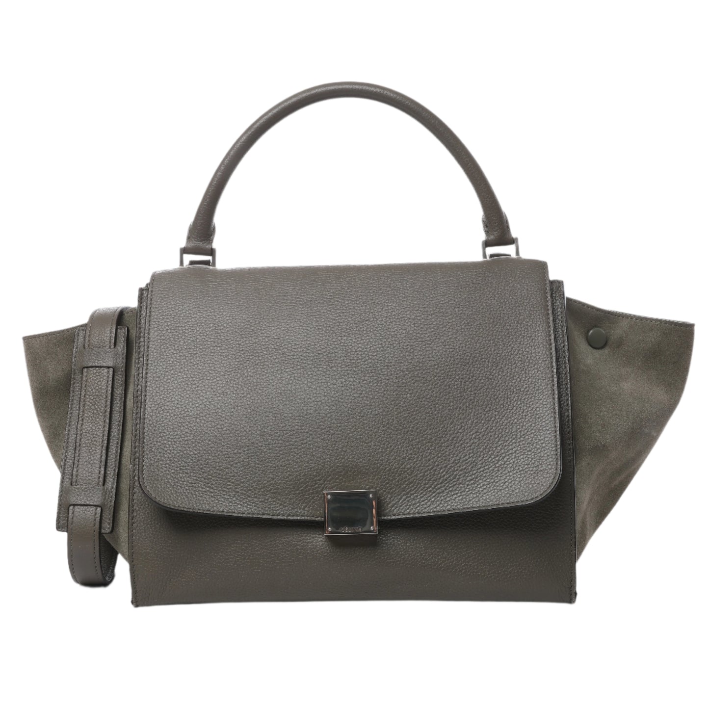 CELINE Trapeze Small Leder x Wildleder 2Way Handtasche in Grau