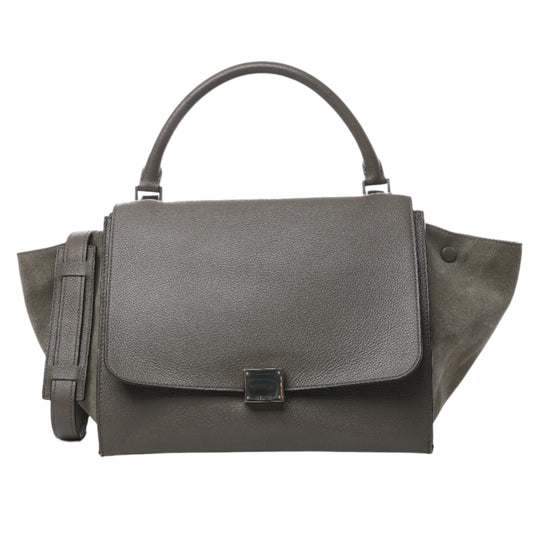 CELINE Trapeze Small Leder x Wildleder 2Way Handtasche in Grau