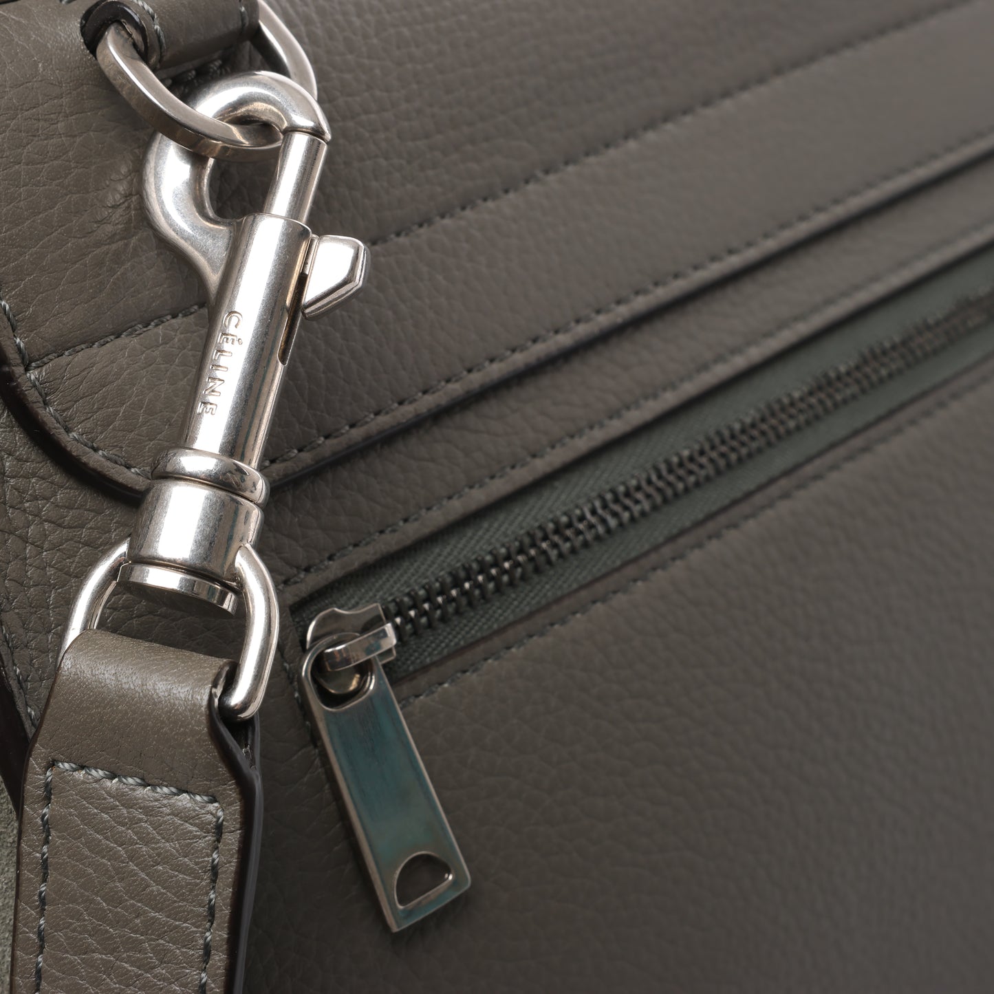 CELINE Trapeze Small Leder x Wildleder 2Way Handtasche in Grau