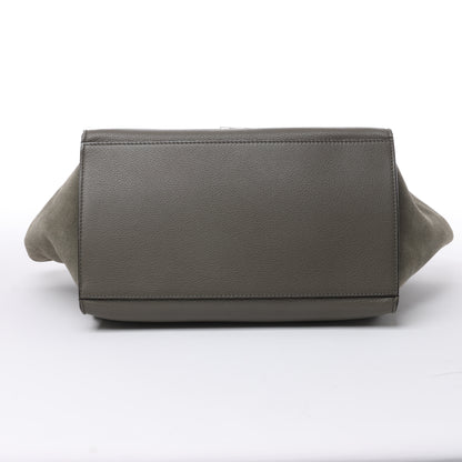 CELINE Trapeze Small Leder x Wildleder 2Way Handtasche in Grau
