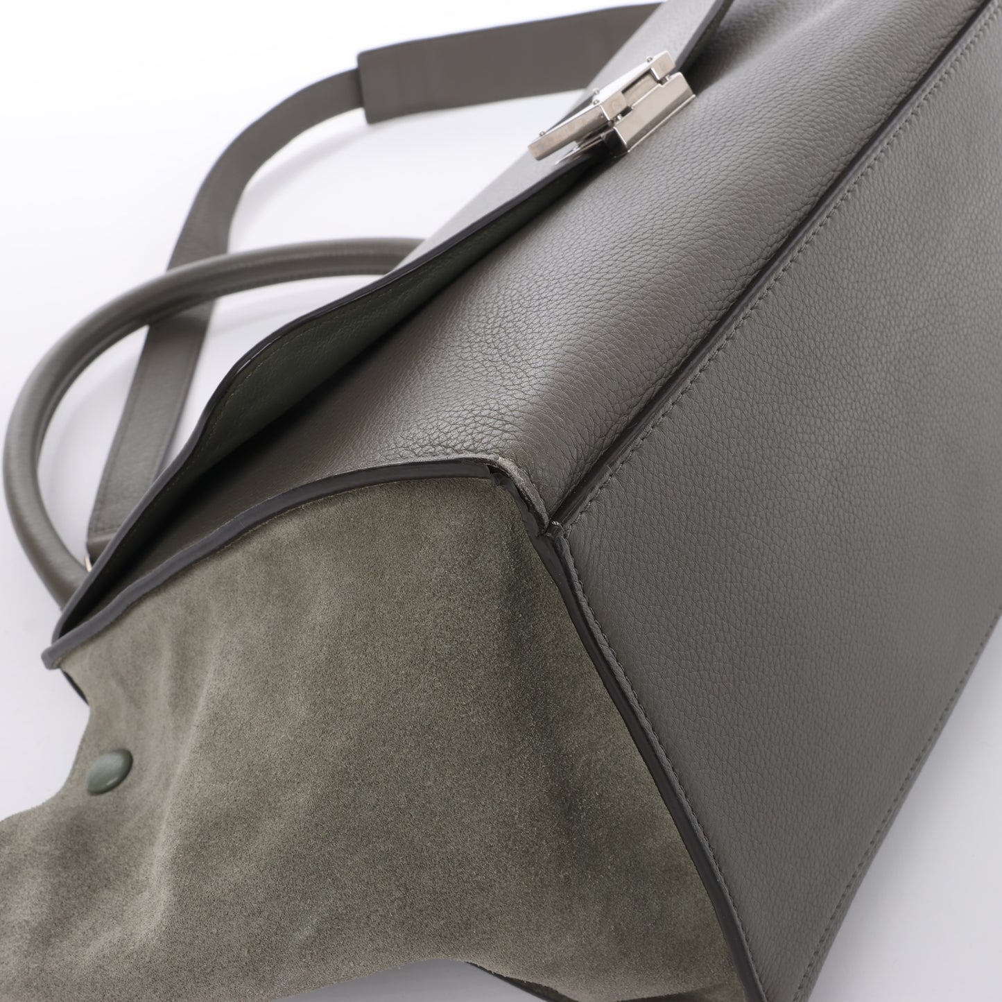 CELINE Trapeze Small Leder x Wildleder 2Way Handtasche in Grau