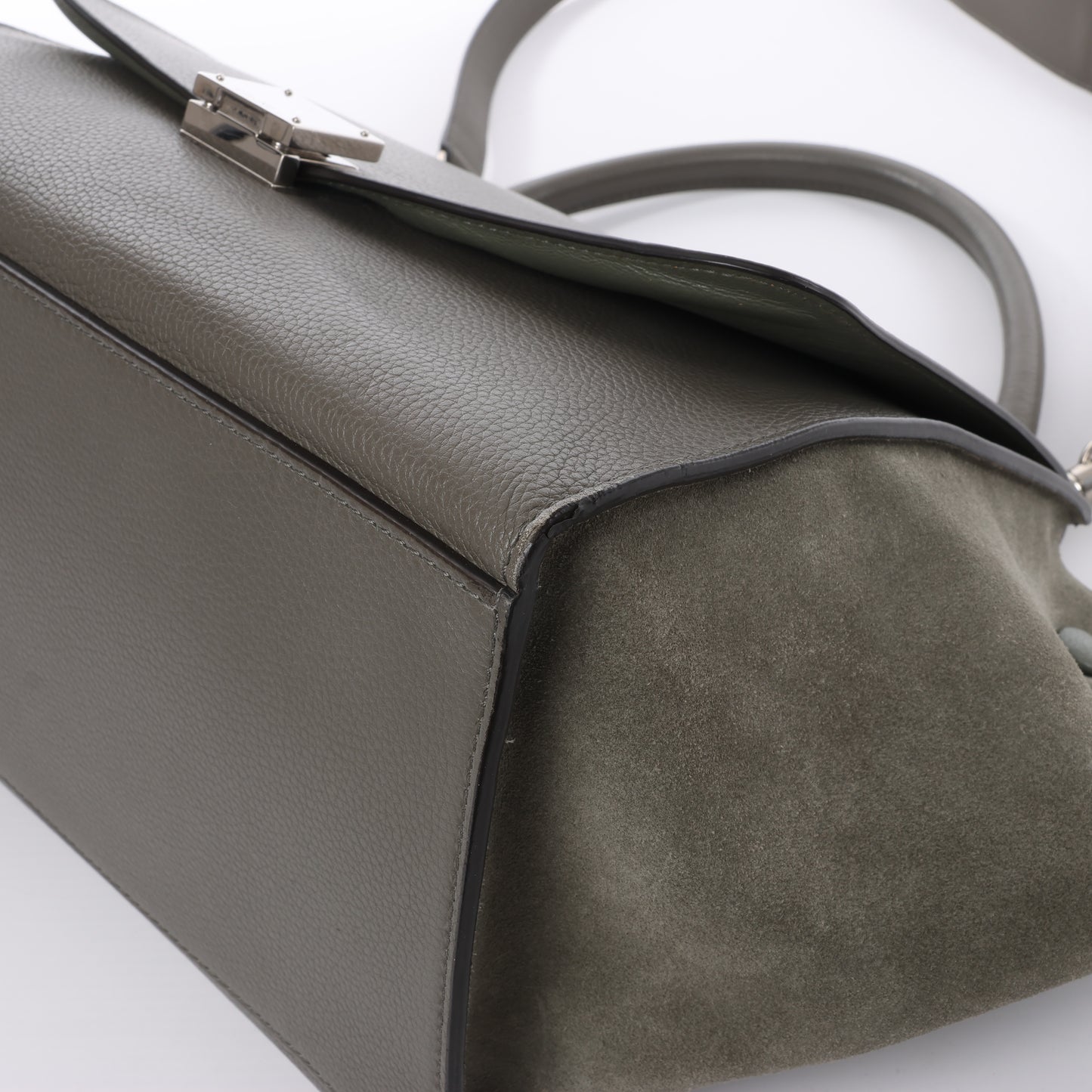 CELINE Trapeze Small Leder x Wildleder 2Way Handtasche in Grau
