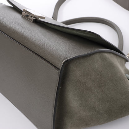 CELINE Trapeze Small Leder x Wildleder 2Way Handtasche in Grau