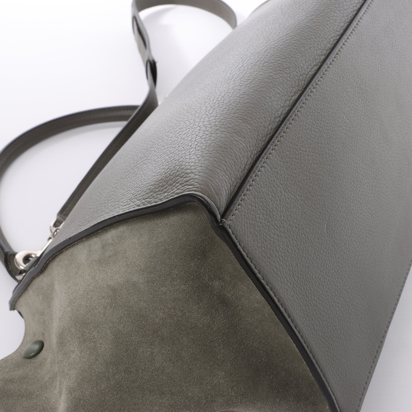 CELINE Trapeze Small Leder x Wildleder 2Way Handtasche in Grau