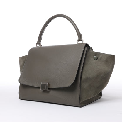 CELINE Trapeze Small Leder x Wildleder 2Way Handtasche in Grau
