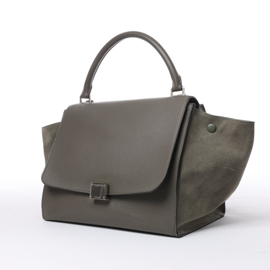 CELINE Trapeze Small Leder x Wildleder 2Way Handtasche in Grau