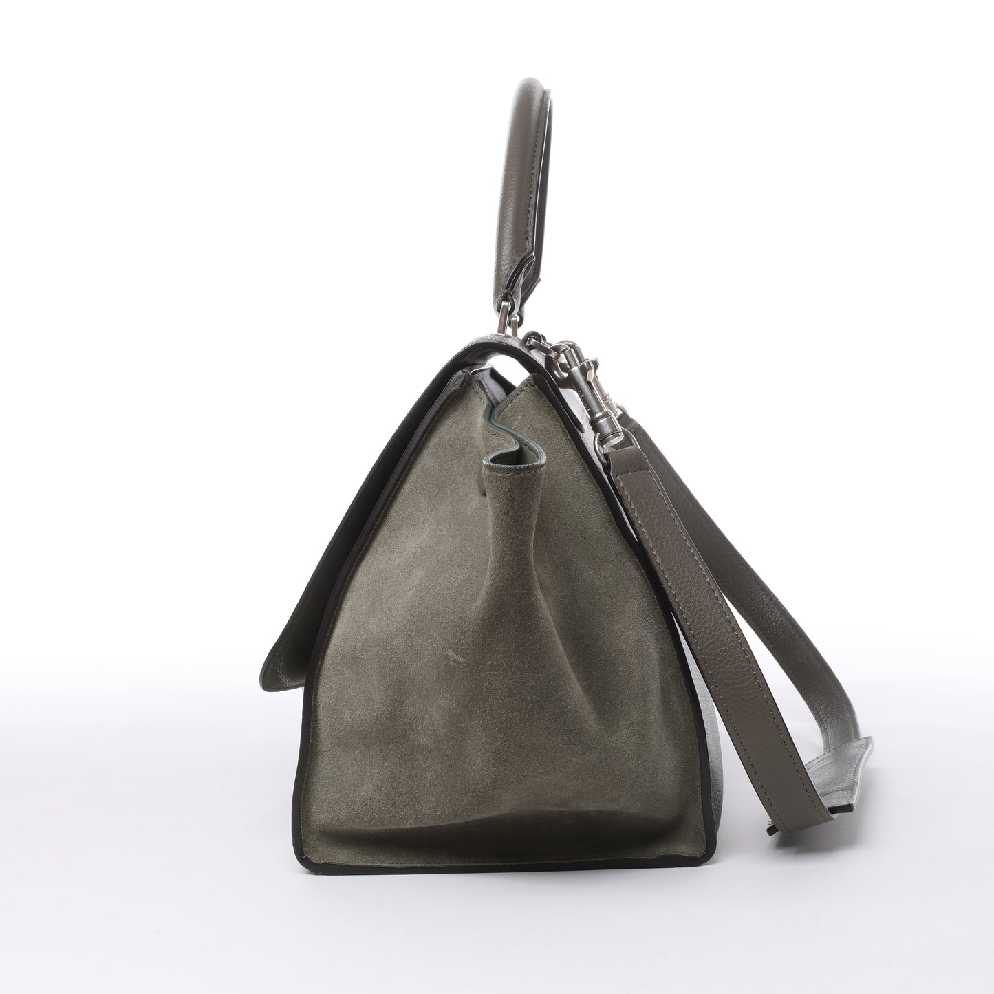 CELINE Trapeze Small Leder x Wildleder 2Way Handtasche in Grau