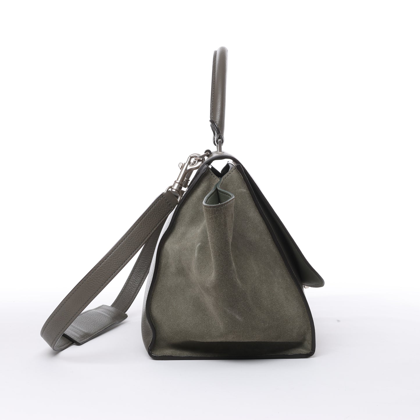 CELINE Trapeze Small Leder x Wildleder 2Way Handtasche in Grau
