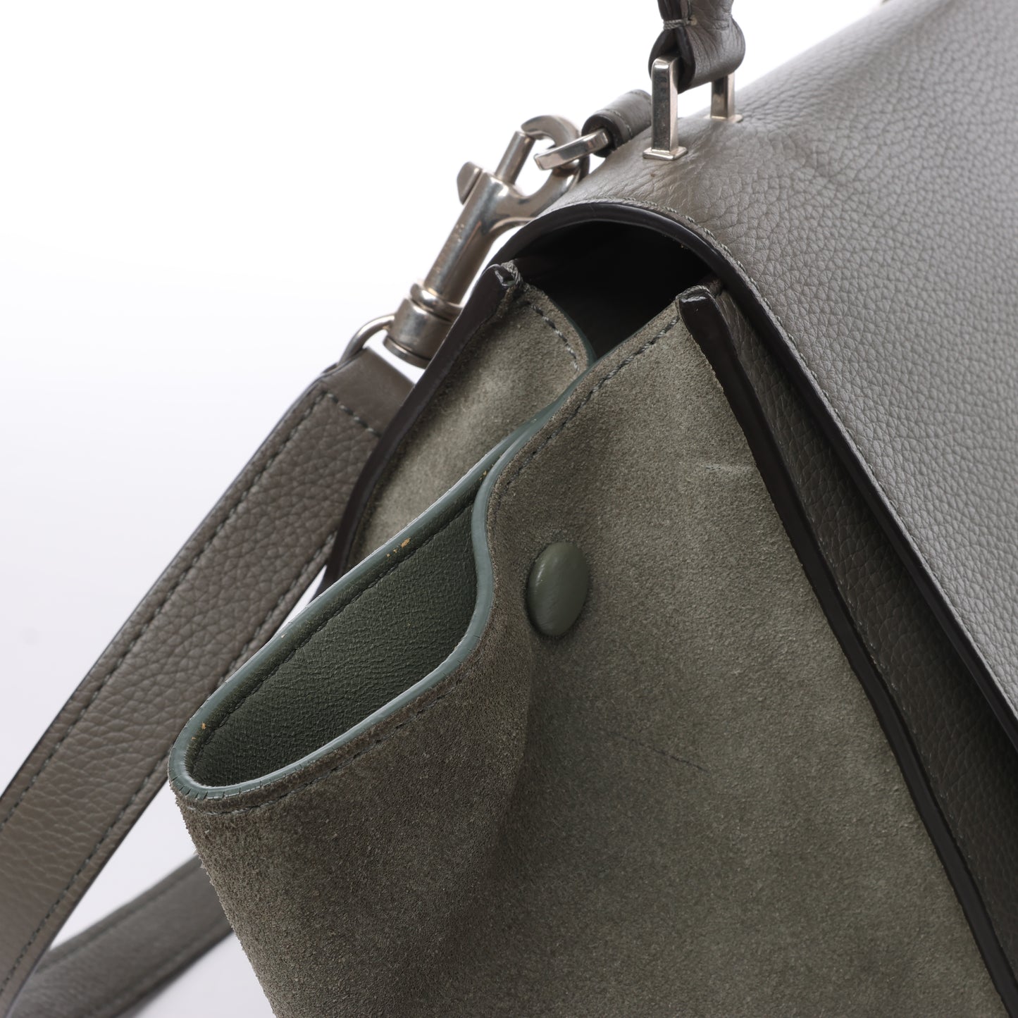 CELINE Trapeze Small Leder x Wildleder 2Way Handtasche in Grau