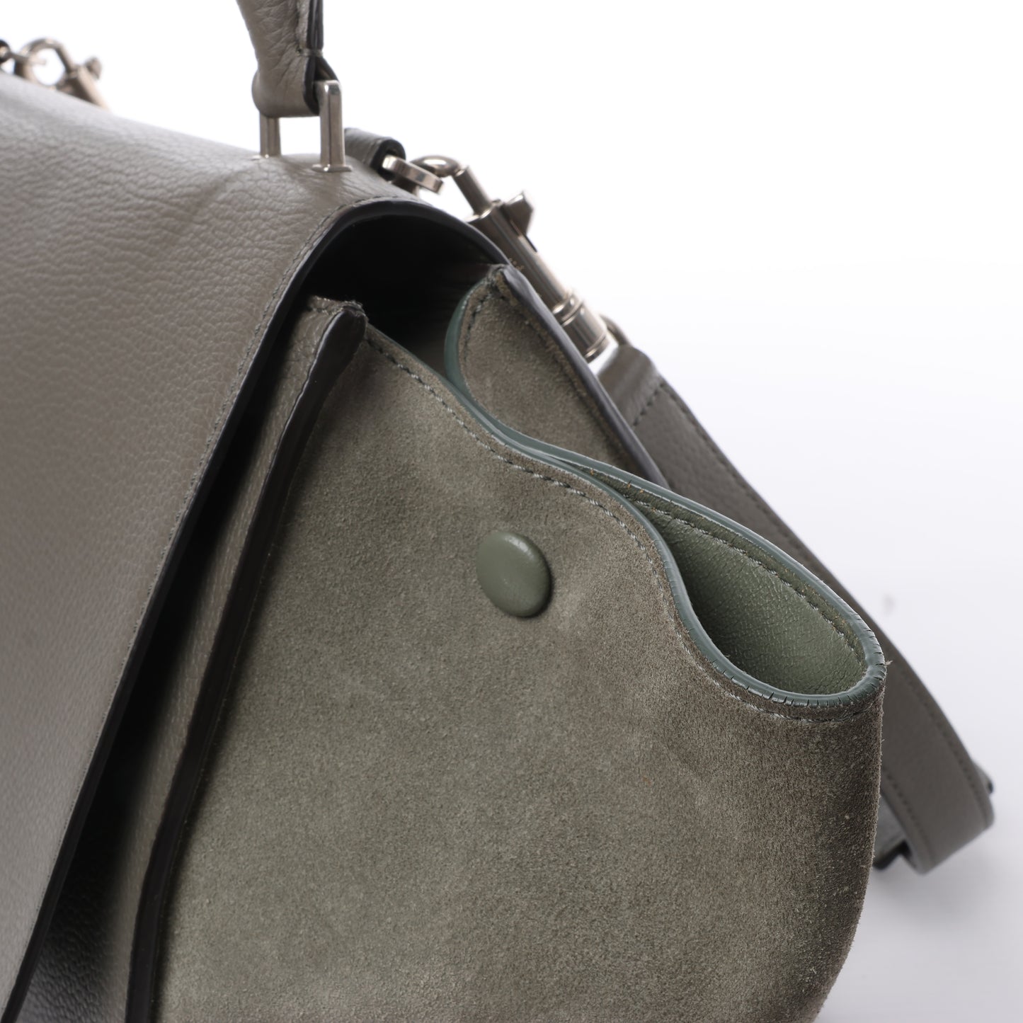 CELINE Trapeze Small Leder x Wildleder 2Way Handtasche in Grau