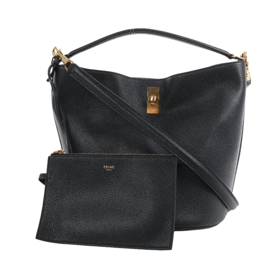 Celine Teen Bucket 16 Leather 2 Way Handbag in Black