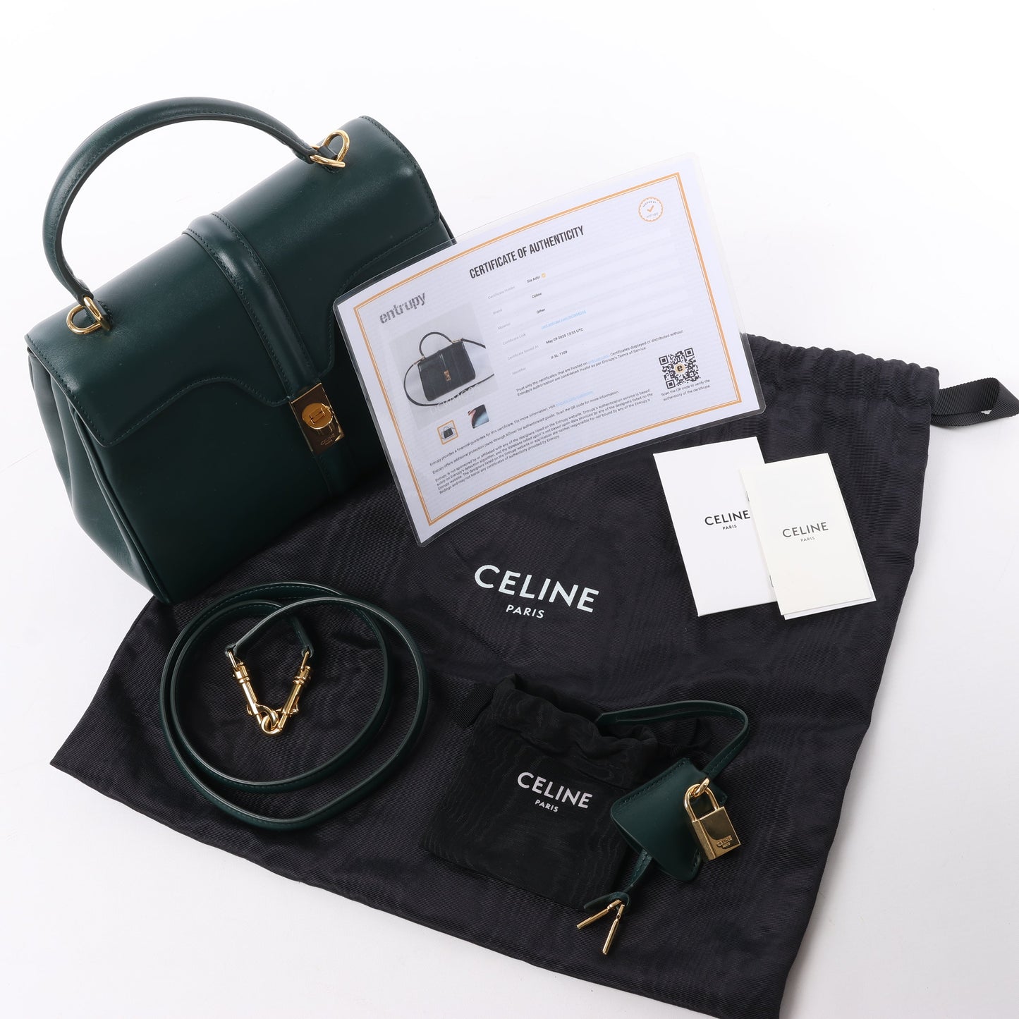 Celine – Sac 16 – Kleine Handtasche aus glattem Kalbsleder in Grün