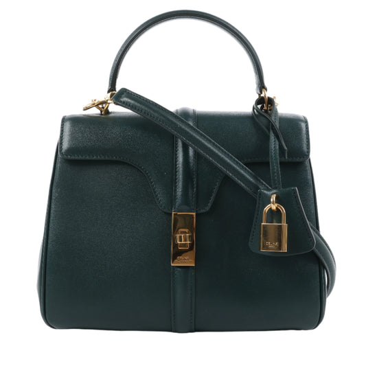 Celine – Sac 16 – Kleine Handtasche aus glattem Kalbsleder in Grün