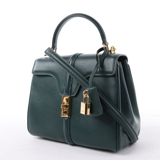 Celine – Sac 16 – Kleine Handtasche aus glattem Kalbsleder in Grün