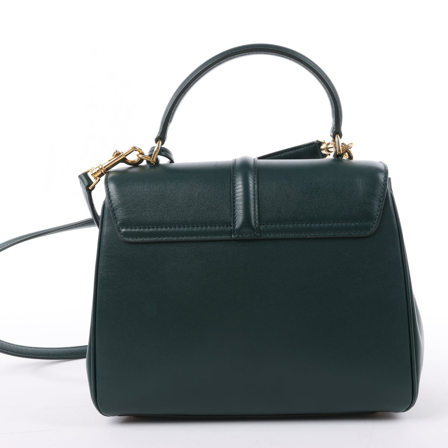 Celine – Sac 16 – Kleine Handtasche aus glattem Kalbsleder in Grün