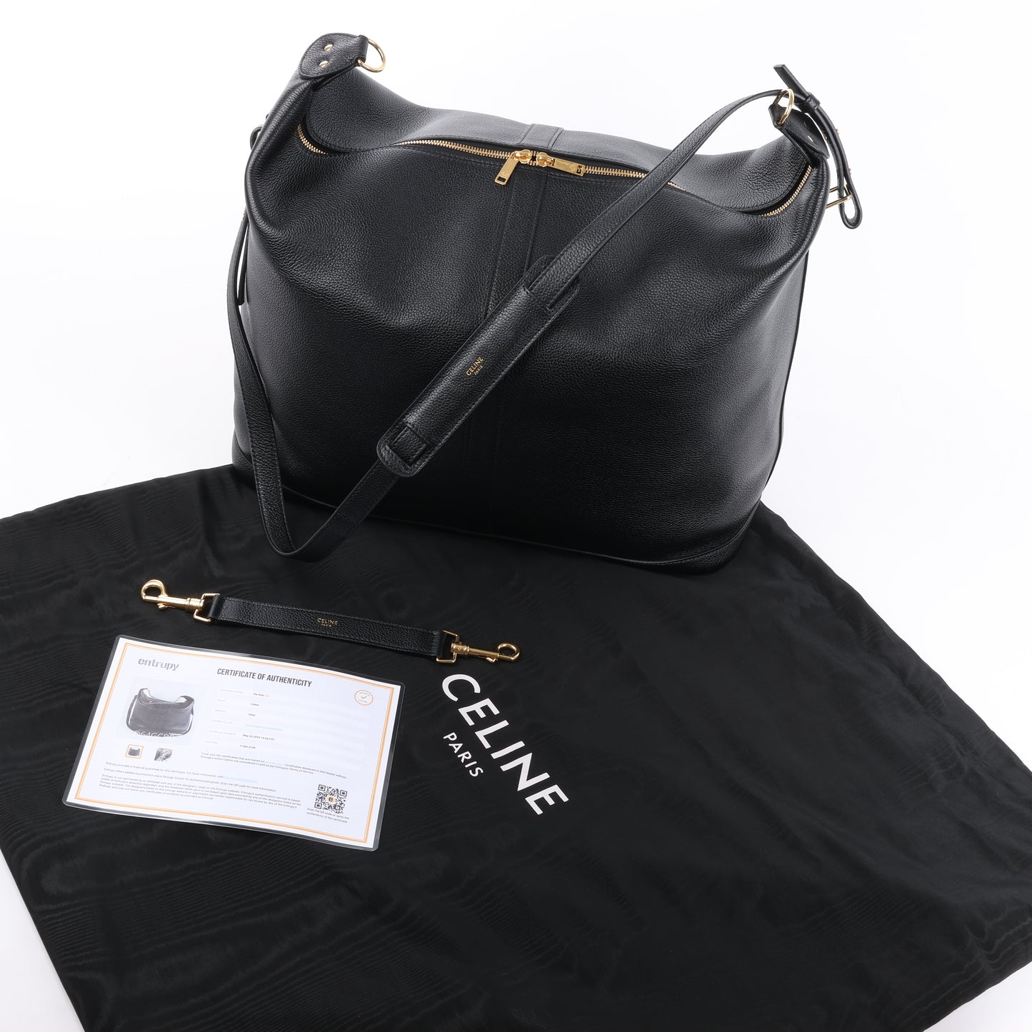 CELINE 6 Sith Leder 2Way Schultertasche in Schwarz