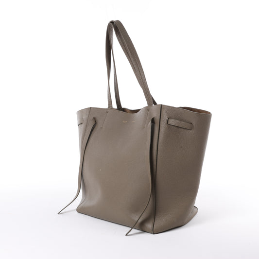Celine Cabas Phantom Small Leather Shoulder Bag in Greige