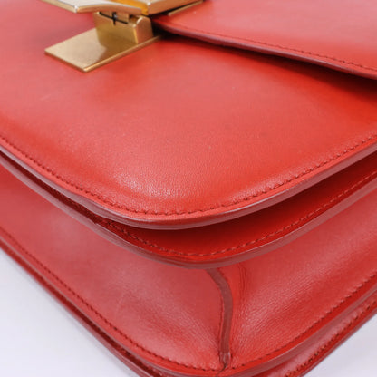 CELINE Classic Box mittelgroße Umhängetasche aus rotem Leder