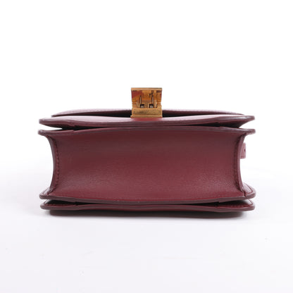 Celine – Classic Box – Kleine Schultertasche aus Leder in Burgunderrot