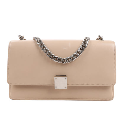 Celine Case Flap Leather Chain Shoulder Bag in Beige
