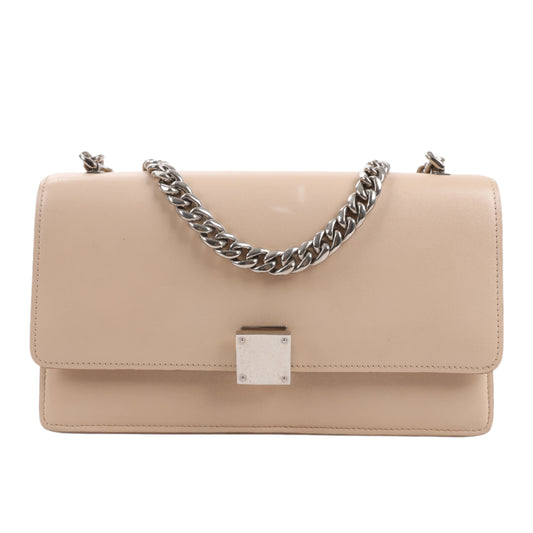 Celine Case Flap Leather Chain Shoulder Bag in Beige
