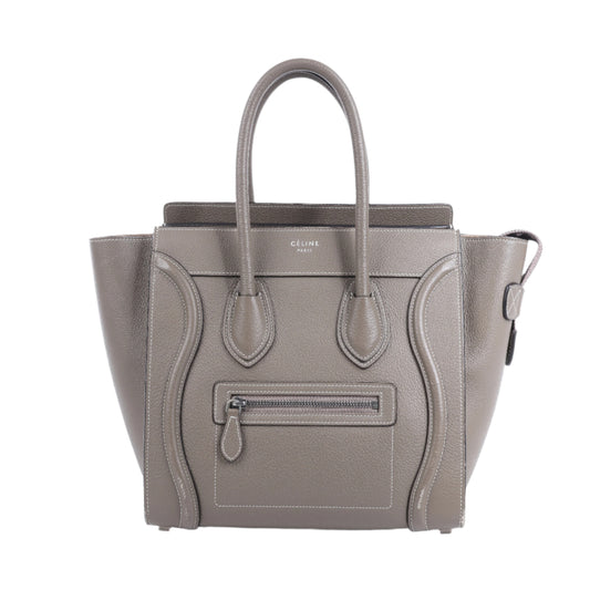 CELINE Luggage Micro Lederhandtasche in Greige