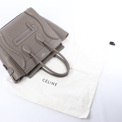 CELINE Luggage Micro Lederhandtasche in Greige
