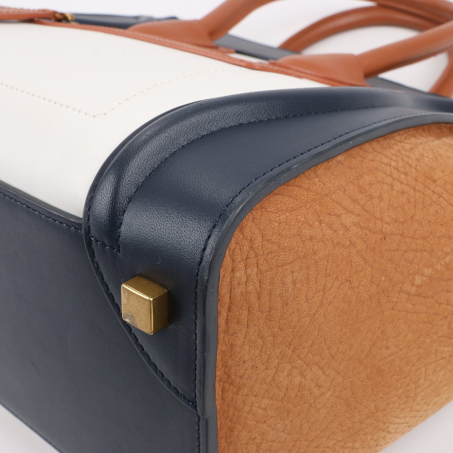 CELINE Luggage Micro Leder x Wildleder Handtasche dreifarbig in Braun