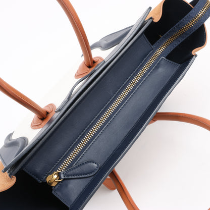 CELINE Luggage Micro Leder x Wildleder Handtasche dreifarbig in Braun