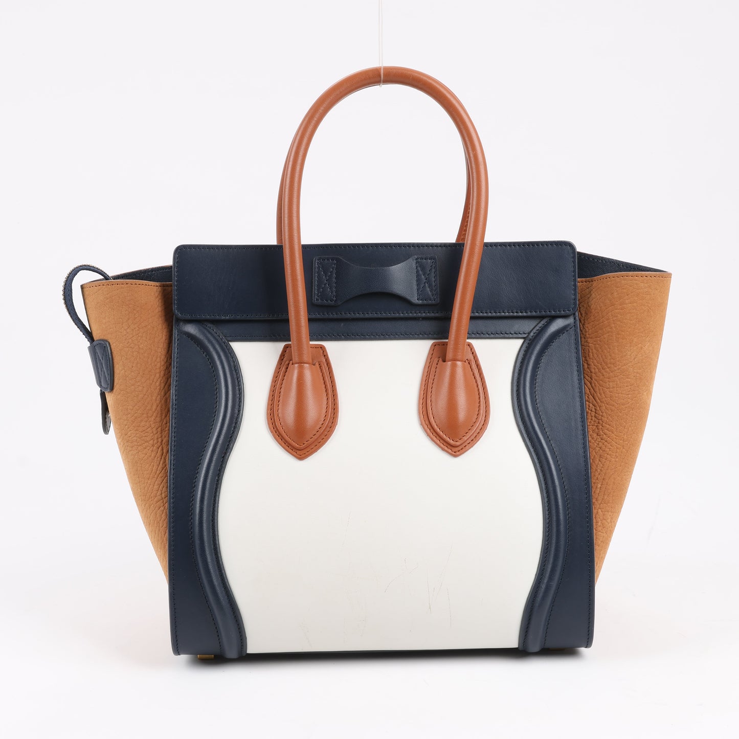 CELINE Luggage Micro Leder x Wildleder Handtasche dreifarbig in Braun